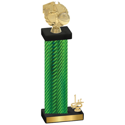 Accented Single Green Carbon Fiber First Place Basketball Trophy