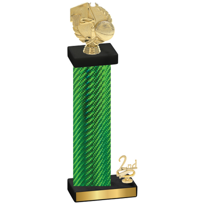 Accented Single Green Carbon Fiber Second Place Basketball Trophy