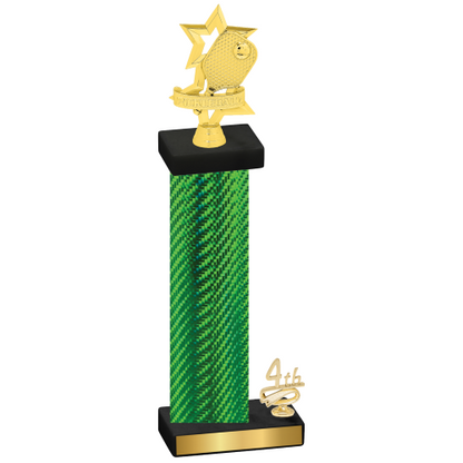 Accented Single Green Carbon Fiber Fourth Place Pickleball Trophy