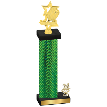 Accented Single Green Carbon Fiber Year Pickleball Trophy