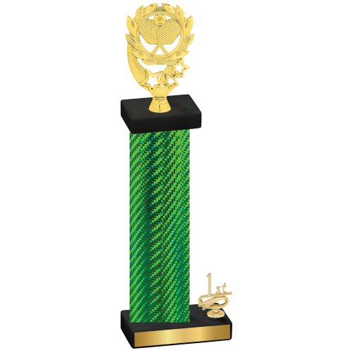 Accented Single Green Carbon Fiber First Place Pickleball Trophy