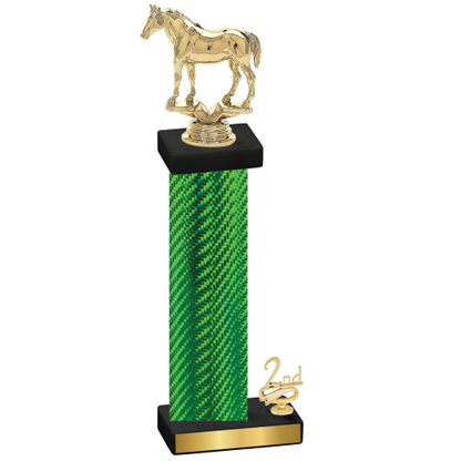 Accented Single Green Carbon Fiber Second Place Horses Trophy