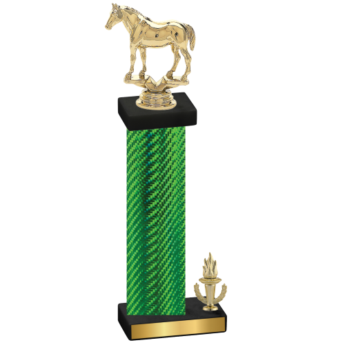 Accented Single Green Carbon Fiber Victory Horses Trophy