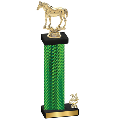 Accented Single Green Carbon Fiber Year Horses Trophy