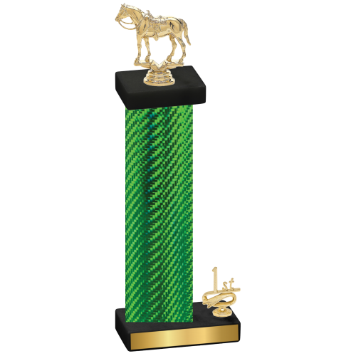 Accented Single Green Carbon Fiber First Place Horses Trophy