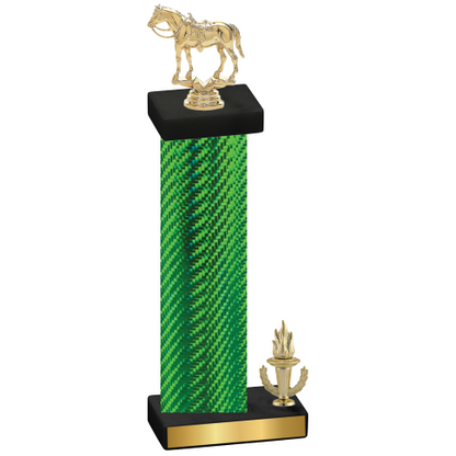 Accented Single Green Carbon Fiber Victory Horses Trophy