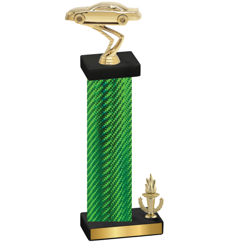 Accented Single Green Carbon Fiber Victory Cars Trophy