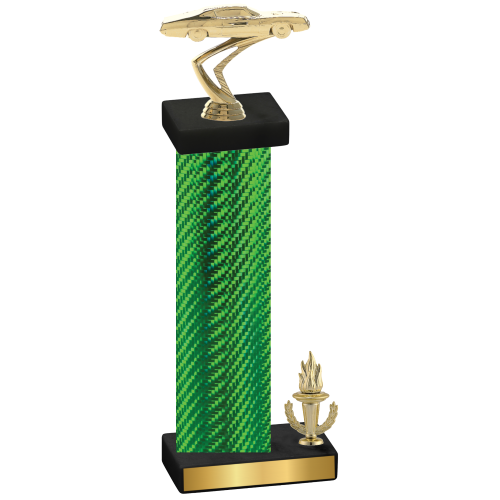 Accented Single Green Carbon Fiber Victory Cars Trophy