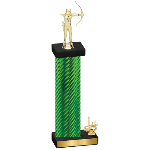 Accented Single Green Carbon Fiber First Place Archery Trophy