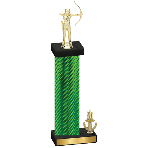 Accented Single Green Carbon Fiber Victory Archery Trophy