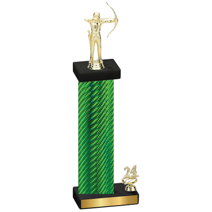 Accented Single Green Carbon Fiber Year Archery Trophy