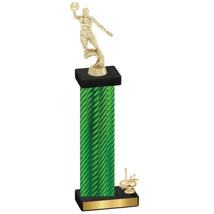 Accented Single Green Carbon Fiber First Place Basketball Trophy