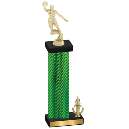 Accented Single Green Carbon Fiber Victory Basketball Trophy