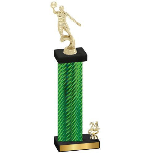 Accented Single Green Carbon Fiber Year Basketball Trophy