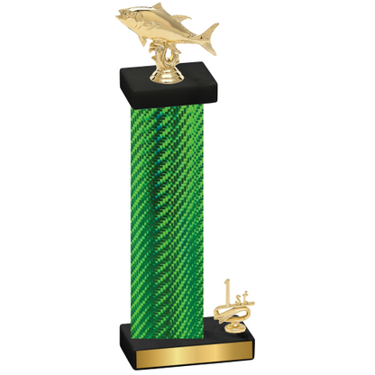 Accented Single Green Carbon Fiber First Place Fishing Trophy