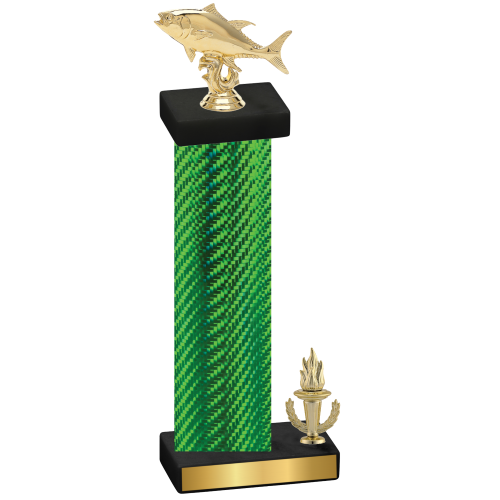 Accented Single Green Carbon Fiber Victory Fishing Trophy