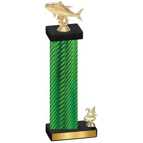 Accented Single Green Carbon Fiber Year Fishing Trophy