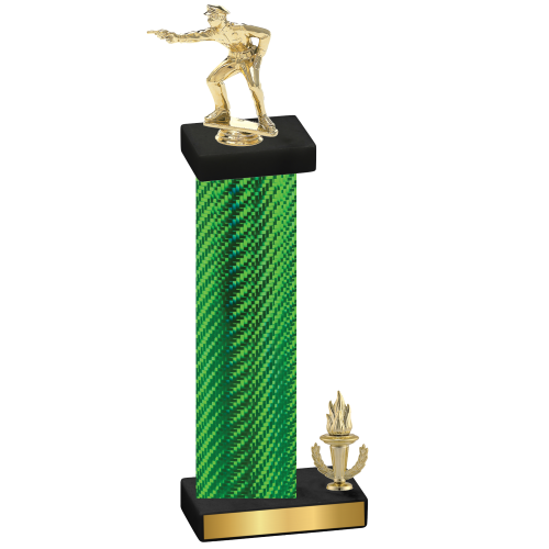 Accented Single Green Carbon Fiber Victory Shooter Trophy