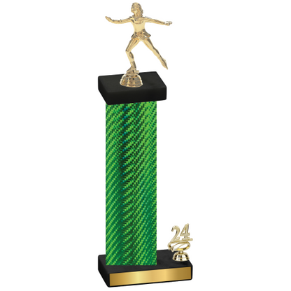 Accented Single Green Carbon Fiber Year Skater Trophy