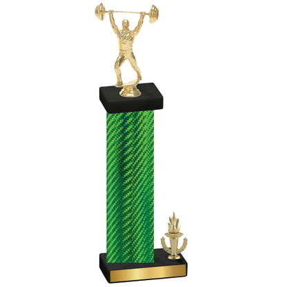 Accented Single Green Carbon Fiber Victory Weights Trophy