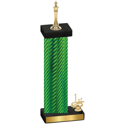 Accented Single Green Carbon Fiber First Place Chess Trophy