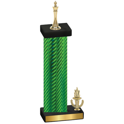 Accented Single Green Carbon Fiber Victory Chess Trophy