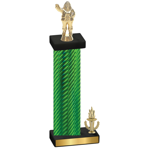 Accented Single Green Carbon Fiber Victory Holiday Trophy