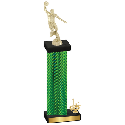 Accented Single Green Carbon Fiber First Place Basketball Trophy