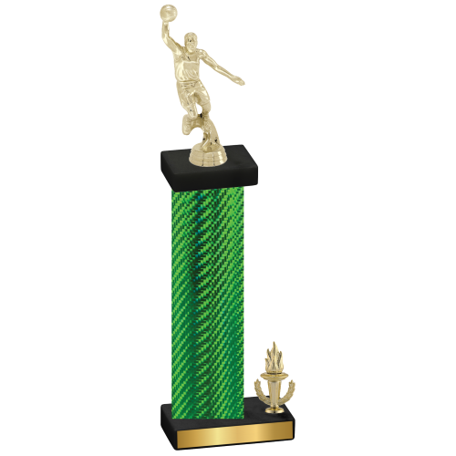 Accented Single Green Carbon Fiber Victory Basketball Trophy