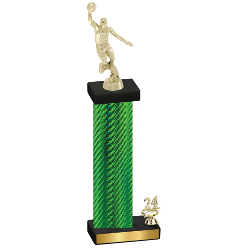 Accented Single Green Carbon Fiber Year Basketball Trophy