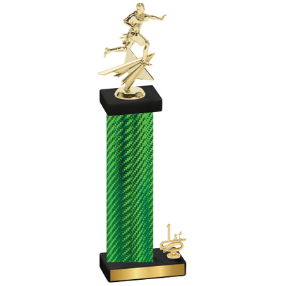 Accented Single Green Carbon Fiber First Place Flag Football Trophy