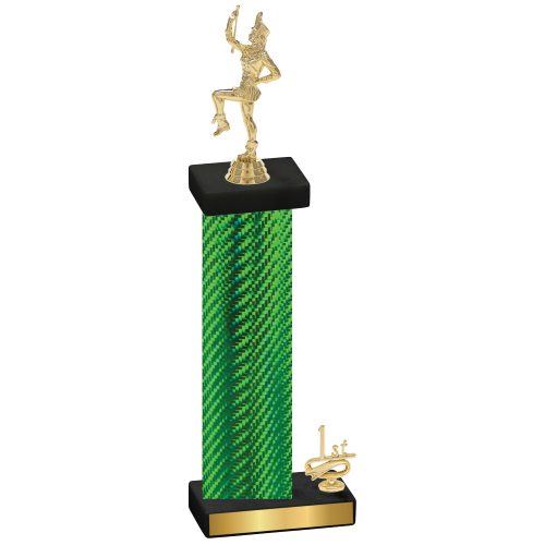 Accented Single Green Carbon Fiber First Place Majorette Trophy