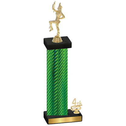 Accented Single Green Carbon Fiber Fourth Place Majorette Trophy