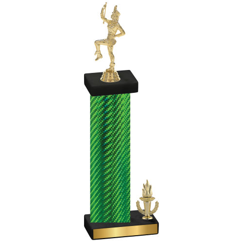 Accented Single Green Carbon Fiber Victory Majorette Trophy