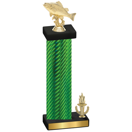 Accented Single Green Carbon Fiber Victory Fishing Trophy