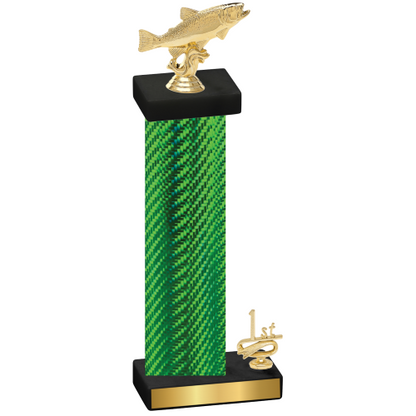 Accented Single Green Carbon Fiber First Place Fishing Trophy