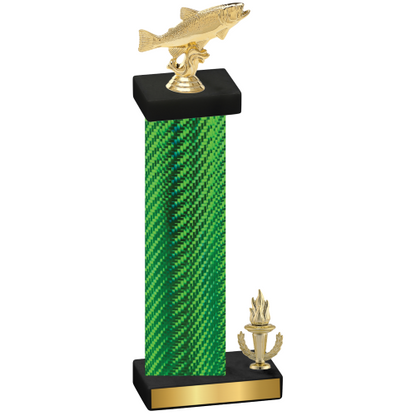 Accented Single Green Carbon Fiber Victory Fishing Trophy