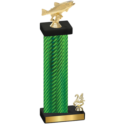 Accented Single Green Carbon Fiber Year Fishing Trophy