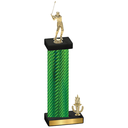 Accented Single Green Carbon Fiber Victory Golf Trophy