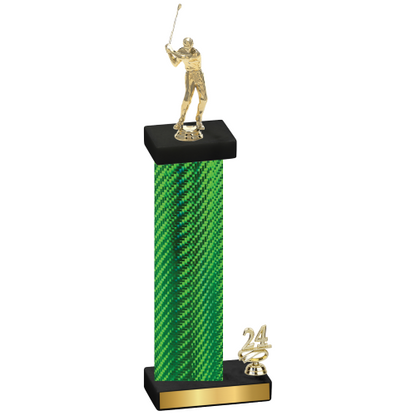Accented Single Green Carbon Fiber Year Golf Trophy