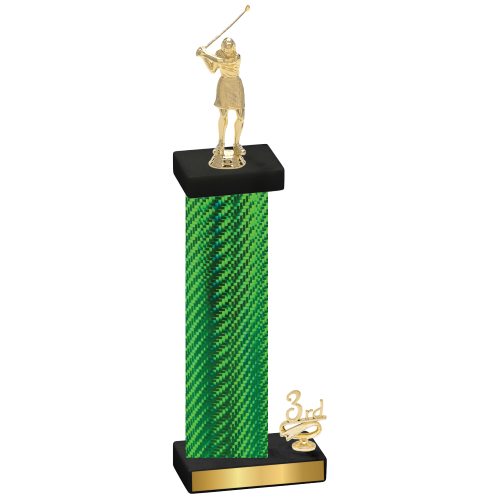 Accented Single Green Carbon Fiber Third Place Golf Trophy