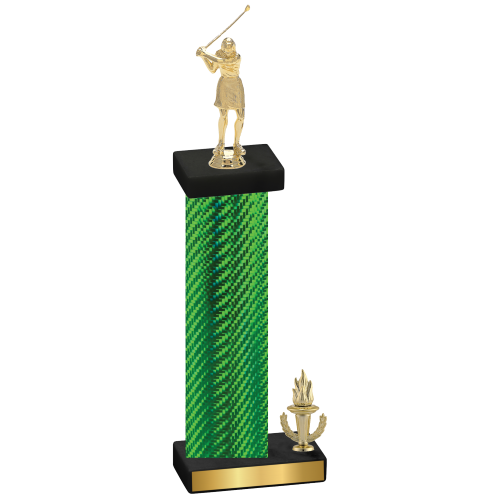 Accented Single Green Carbon Fiber Victory Golf Trophy