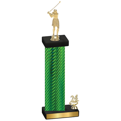 Accented Single Green Carbon Fiber Year Golf Trophy
