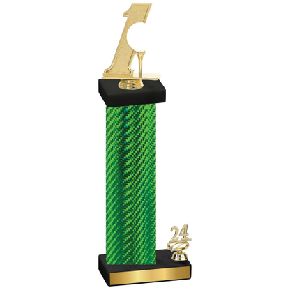 Accented Single Green Carbon Fiber Year Golf Trophy