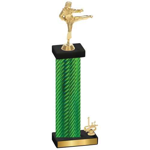 Accented Single Green Carbon Fiber First Place Karate Trophy