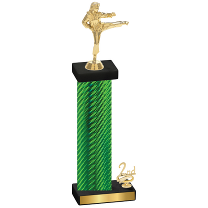 Accented Single Green Carbon Fiber Second Place Karate Trophy