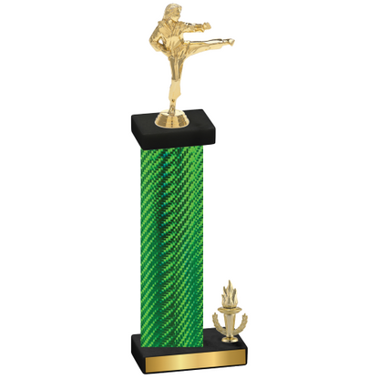 Accented Single Green Carbon Fiber Victory Karate Trophy