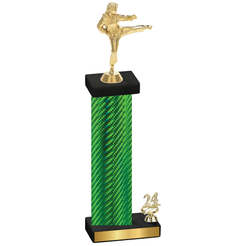 Accented Single Green Carbon Fiber Year Karate Trophy