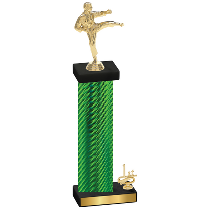 Accented Single Green Carbon Fiber First Place Karate Trophy