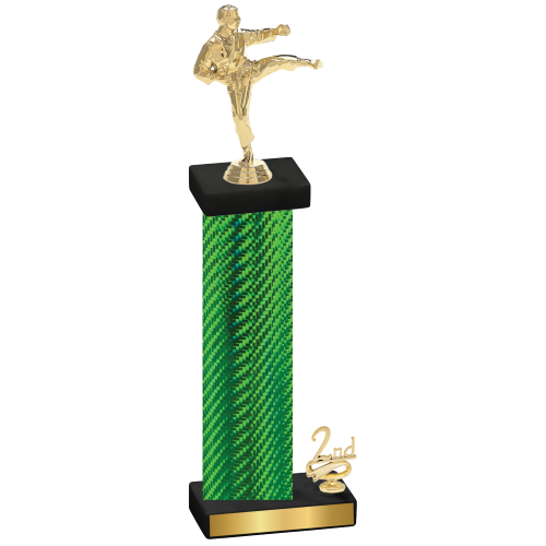 Accented Single Green Carbon Fiber Second Place Karate Trophy